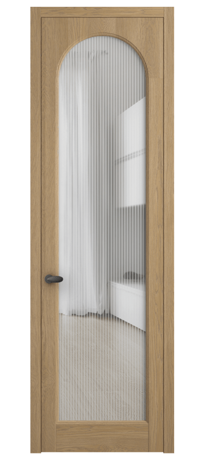 Межкомнатная дверь Палаццо 6804 Дуб соломенный матовый Рифлёное стекло "Мору", триплекс Цена 156229 ₽ | Volhovec
