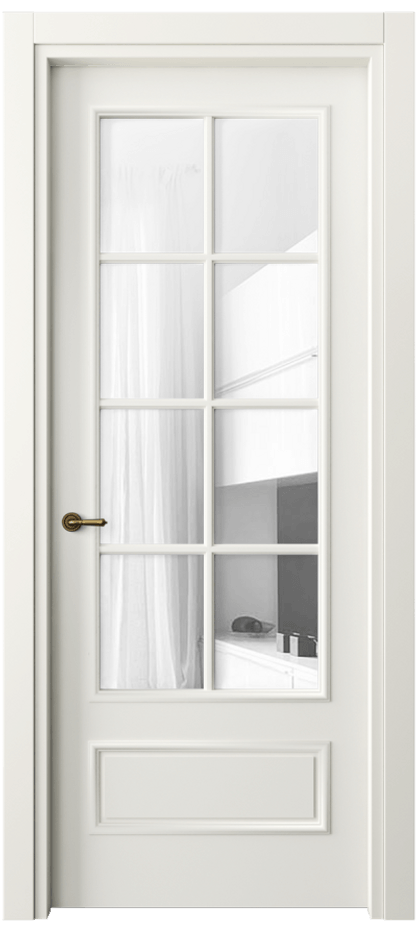 Межкомнатная дверь Paris 8112 Матовый жемчужный Прозрачное стекло Цена 61599 ₽| Volhovec