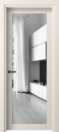 Дверь межкомнатная 2102 ПЭКБ ДВ ЗЕР. Цвет ПЭТ кремово-белый. Материал ПЭТ. Коллекция Нео. Картинка.