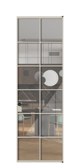 Дверь межкомнатная АЛПЛ040.05 АСБЖ Алюминий светло-бежевый Stopsol Clear прозрачное. Цвет Алюминий светло-бежевый. Материал Алюминий в эмали. Коллекция Формато. Картинка.