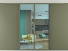 Перегородка Формато вдоль стены на потолок 2 створки