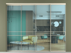 Перегородка Формато внутри проёма 4 створки с синхронным механизмом