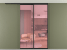 Перегородка Формато вдоль стены на потолок 2 створки с синхронным механизмом